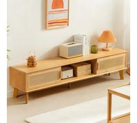 Console TV Con Cassetto in Rattan di Bambù, Armadio Multimediale for La Gestione Dei Cavi di Diverse Dimensioni, Ecologica for L'archiviazione Classificata(160cm/62.9in)