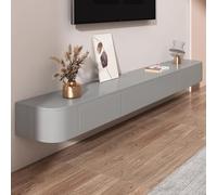 Console TV galleggiante da 220 cm con cassetti, stazione multimediale in legno massello, sotto il mobile TV, nessun montaggio, elegante design grigio, perfetta per l'organizzazione del soggiorno