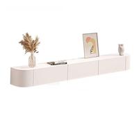 Console TV sospesa a parete con cassetto, ripiano multimediale da 160 cm e mobiletto portaoggetti, moderna unità di intrattenimento sotto la TV, per soggiorno e home theater