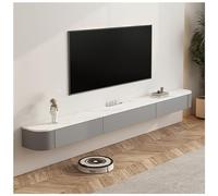 Console TV sospesa da parete con gabbia, supporto moderno per intrattenimento con ripiani e porta per soggiorno, elegante soluzione di decorazione per la casa