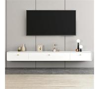 Console TV sospesa moderna bianca - Centro intrattenimento a parete con cassetti, elegante armadio in legno per soggiorno, design salvaspazio per TV fino a 65 pollici