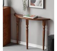 Consolle a mezzaluna in noce - Tavolo in legno massiccio con accento stretto per soggiorno, corridoio, ingresso, facile da montare, 90 x 25 x 90 cm, design elegante salvaspazio