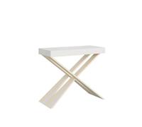 Consolle Allungabile Fino a 196 CM DIAGO SMALL Dimensioni 90x40xh77 cm estensibile CON 3 Allunghe da 52 cm Colore Telaio Bianco ripiano Bianco Frassino bianco