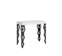 Consolle Allungabile con 3 allunghe KARAMAY SMALL 90x42xh77 cm estensibile fino a 196 cm Allunghe allinterno delle gambe tutto in legno di Frassino colore BIANCO FRASSINO bianco