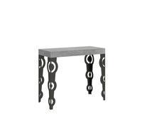 Consolle Allungabile con 3 allunghe KARAMAY SMALL 90x42xh77 cm estensibile fino a 196 cm Allunghe allinterno delle gambe tutto in legno di Frassino colore Cemento grigio