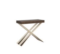Consolle Allungabile Fino a 300 CM DIAGO Dimensioni 90x40xh77 cm estensibile CON 5 Allunghe da 52 cm Colore telaio bianco ripiano noce noce