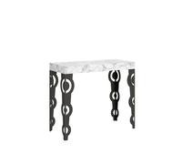 Consolle Allungabile con 3 allunghe KARAMAY SMALL 90x42xh77 cm estensibile fino a 196 cm Allunghe allinterno delle gambe tutto in legno di Frassino colore Marmo