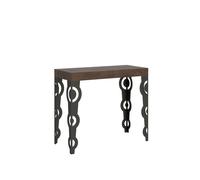 Consolle Allungabile con 3 allunghe KARAMAY SMALL 90x42xh77 cm estensibile fino a 196 cm Allunghe allinterno delle gambe tutto in legno di Frassino colore Noce noce