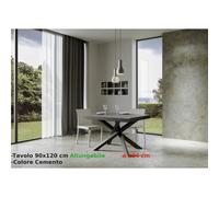 Consolle Allungabile con 3 allunghe VOLANTIS EVOLUTION 90x120xh77 cm estensibile fino a 224 cm Allunghe da 52 cm , gambe in ferro verniciato colore Cemento cemento