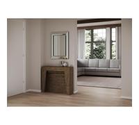 Consolle Allungabile con 4 allunghe ANEA 90x48xh77 cm estensibile fino a 211 cm Allunghe all'interno tutto in legno di Frassino colore Noce noce