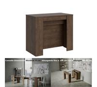 Consolle Allungabile con 4 allunghe Venus 90x48xh77 cm estensibile fino a 296 cm Allunghe all'interno tutto in legno di Frassino colore Noce noce