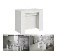 Consolle Allungabile con 4 allunghe Venus 90x48xh77 cm estensibile fino a 296 cm Allunghe all'interno tutto in legno di Frassino colore bianco frassino bianco