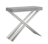 Consolle Allungabile Fino a 196 CM DIAGO SMALL Dimensioni 90x40xh77 cm estensibile CON 3 Allunghe da 52 cm Colore Telaio Bianco ripiano Cemento grigio