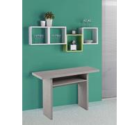 Dmora - Consolle allungabile Lavanda, Tavolo da pranzo con apertura a libro, Consolle multiuso allungabile, 100% Made in Italy, 120x70h75 cm, Cemento