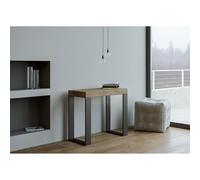 Consolle allungabile Tecno Premium, Piano Noce e Telaio Antracite, L.90 x H.77 x