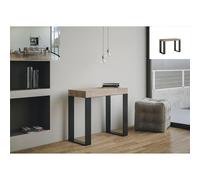 Consolle Allungabile TECNO Telaio Antracite fino a 196 cm con 3 elementi da 52 cm, tutto in legno di Frassino 90x40xh77 cm colore Quercia Naturale quercia