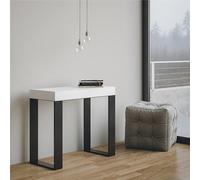 Consolle Allungabile TECNO Telaio Antracite fino a 196 cm con 3 elementi da 52 cm, tutto in legno di Frassino 90x40xh77 cm colore bianco bianco antracite
