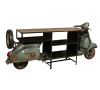 Consolle Biscottini Vespa Originale Ristrutturata Ferro Legno Design 252x68x108
