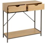 Consolle con 2 Cassetti in Metallo e Legno Mobile Salvaspazio 80 x 30 x 75 cm