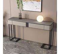 Consolle, console TV moderna stretta con ripiani portaoggetti e 2 cassetti, tavolino versatile per soggiorno e camera da letto
