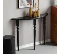 Consolle d’ingresso in legno massello a mezza luna, tavolo stretto semicircolare da parete per veranda, mensola vintage da divano per ingresso, corridoio o soggiorno.(Black,70x25x90cm/27.6x9.8x35.4in)