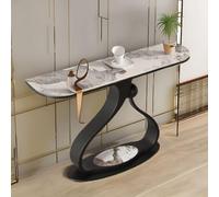 Consolle da Ingresso da 80 cm con Tavolo con Piano in Finto Marmo, tavolini Dietro Il Divano, i Colori della scrivania e della Struttura Possono Essere abbinati (Nero 2)