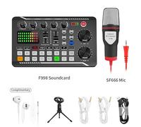 Consolle DJ, Microfono dedicato for scheda audio for trasmissione dal vivo Scheda F998 con interfaccia audio (opzionale) Con effetti mixer DJ Cambia voce(Delayed bubble)