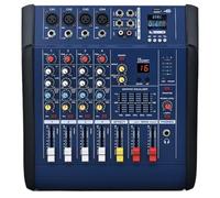 Consolle DJ, Paulkitson 402D Mixer audio professionale a 4 canali con amplificatore audio Console di missaggio con alimentazione Phantom 48V Tavolo audio USB
