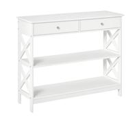 Consolle HOMCOM, tavolo da ingresso stile drapier, retrò, 2 cassetti, 2 ripiani, Sun. 100L x 30,5l x 80H cm in colore bianco