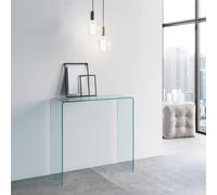Consolle in vetro curvato da spessore 12 mm SMALLE Dimensioni 80x40xh 80 cm stile lineare ed essenziale Ed elegante trasparente trasparente