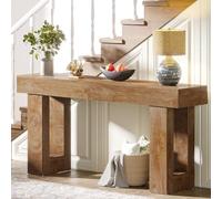 Consolle Ingresso Moderno in Legno, Tavolo Consolle da Fattoria con Piano Ispessito, Tavolo da Ingresso Rettangolare Dietro Il Divano, per Corridoio Soggiorno(Yellow)