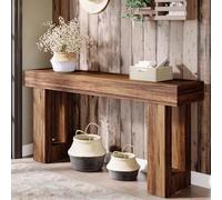 Consolle Ingresso Moderno in Legno, Tavolo Consolle da Fattoria con Piano Ispessito, Tavolo da Ingresso Rettangolare Dietro Il Divano, per Corridoio Soggiorno(Brown)