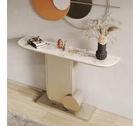 STCERY Consolle Ingresso, Tavolo da ingresso con struttura geometrica in metallo, tavolino da corridoio, Moderno, Salvaspazio, per soggiorno, corridoio e ingresso(Gold)