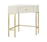 Consolle Juruena, Tavolo Multiuso, Mobiletto d'appoggio, Scrivania da corridoio, 85x60 h77 cm, Bianco e Oro