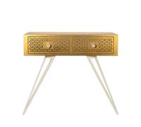 Consolle MAYFAIR Grande In metallo tagliato al laser Dimensioni 100x 5 x h80 cm cm colore Oro trasparente/bianco marmo