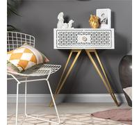 Consolle MAYFAIR piccolo gioiello colore Bianco Dimensioni 70x35 x h80 cm colore Bianco marmo/Oro trasparente