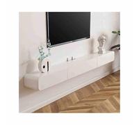 Consolle Media Console TV a parete galleggiante moderna con 2 cassetti, mobile TV galleggiante stretto in legno, centro di intrattenimento per stoccaggio sotto la TV, bianco/nero Centro di