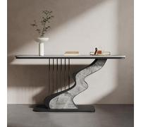 Consolle moderna a forma di arpa con piano in lastra di roccia, tavolino laterale stretto per divano, diverse finiture disponibili, ideale per corridoio, ingresso e atrio.(Black4,120CM/47.2in)