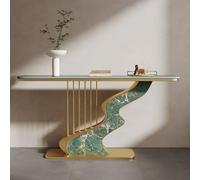 Consolle moderna a forma di arpa con piano in lastra di roccia, tavolino laterale stretto per divano, diverse finiture disponibili, ideale per corridoio, ingresso e atrio.(Gold5,120CM/47.2in)