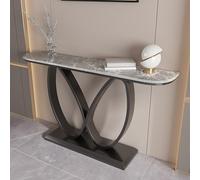 Consolle Moderna - Base Geometrica in Metallo, Piano Effetto Marmo - Elegante complemento d'arredo per Ingresso e Soggiorno, Perfetto per arredare Il corridoio.