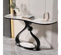 Consolle moderna con design scanalato, montaggio senza attrezzi e robusta base in metallo - Ideale per ingresso, corridoio o dietro il divano - 39,4 pollici , Bianco(Black+White,100cm/39.3in)