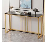 Consolle moderna con struttura geometrica in metallo e piano in pietra - Montaggio semplice e struttura robusta - Ideale per soggiorno, ingresso, retro divano o foyer(Gold+Black,140cm/55.1in)