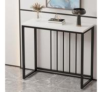 Consolle moderna con struttura geometrica in metallo e piano in pietra - Montaggio semplice e struttura robusta - Ideale per soggiorno, ingresso, retro divano o foyer(Black+White,100cm/39.3in)