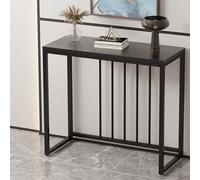 Consolle moderna con struttura geometrica in metallo e piano in pietra - Montaggio semplice e struttura robusta - Ideale per soggiorno, ingresso, retro divano o foyer(Black+Black,120cm/47.2in)