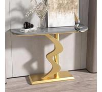 Consolle Moderna Geometrica, Mobiletto da Ingresso e Minimalista per La Casa, Con Struttura Geometrica in Metallo, per Ingresso Soggiorno Corridoio(Gold 2,80cm/31.5in)