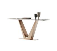 Consolle moderna in finto marmo con luce a sensore e base in metallo for ingresso(Gold,L)