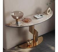 Consolle moderna semicircolare con piano in marmo e base in metallo per divano da ingresso e soggiorno