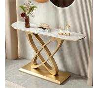 Consolle moderna / tavolo stretto in metallo per divano, con piano effetto marmo e superficie in gres porcellanato, adatto a soggiorno, ingresso, corridoio(F,120*30*80cm/47.2*11.8*31.5in)
