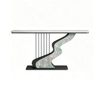 Consolle Moderne for Piccoli Spazi, Piano in Pietra e Base in Metallo | Tavolo da Ingresso Stretto, Accento Dietro i Tavolini del Divano, Mensola Sottile for Corridoio(Green,BLACK_120CM/47.2IN)