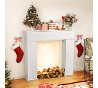 Consolle per caminetto con 3 ante, armadio per camini con 4 ripiani, cornice per camino, bordo decorativo in legno, bordo camino con ripiano nascosto fireplace mantel (bianco, 107x18x100.4)